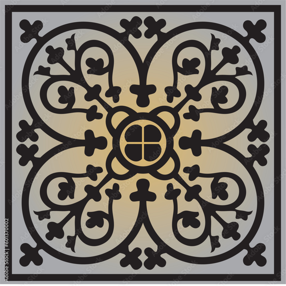 Fototapeta premium Vector gold-gray colored square ornament of ancient Greece. Classic tile pattern of the Roman Empire