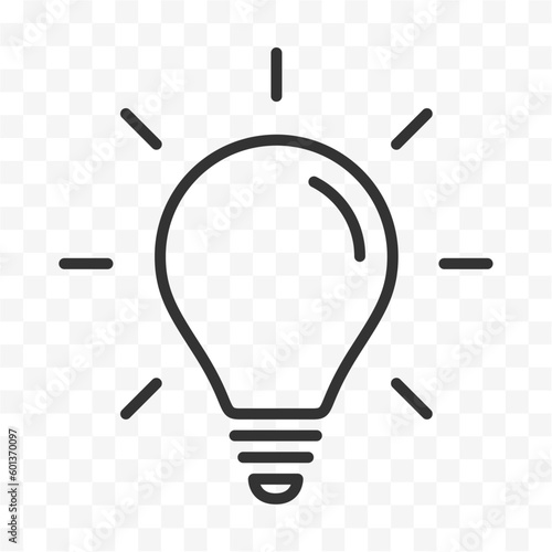 Light bulb symbol for design. Editable stroke on transparent background vector stock illustration.