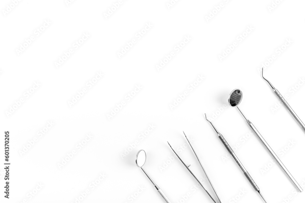 Pile of metal medical dental equipment tools for teeth care Pile of metal medical dental equipment tools for teeth care