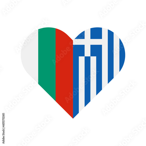 unity concept. heart shape icon of bulgaria and greece flags. vector illustration isolated on white background