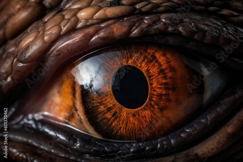 Mesmerizing Close-up of a Predatory Dinosaur Eye - Generative AI Illustration