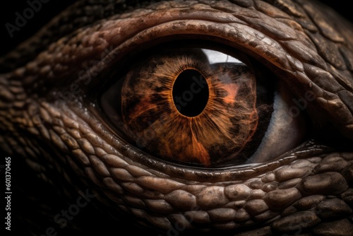 Mesmerizing Close-up of a Predatory Dinosaur Eye - Generative AI Illustration