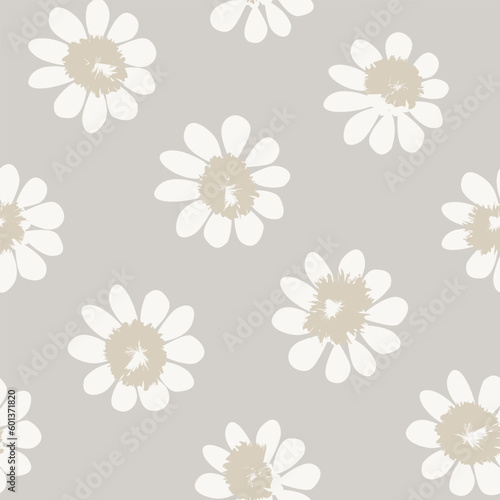 Neutral Colour Ditsy Floral Seamless Pattern Design