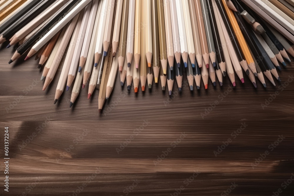 Drawing Wooden Colored Pencils - Generative AI Illustration