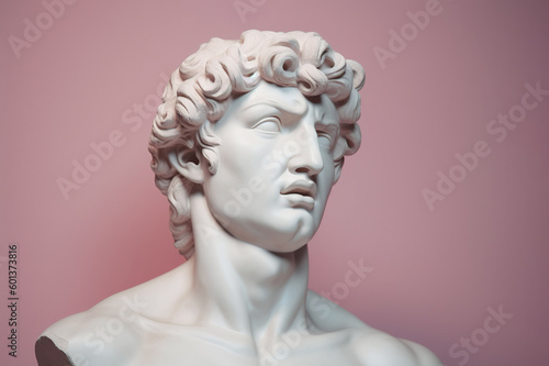 Ancient Greek God bust. AI generated image.