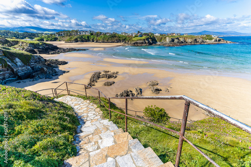 Coast and beaches of the tourist village of Tapia de Casariego, in Asturias, Spain. photo