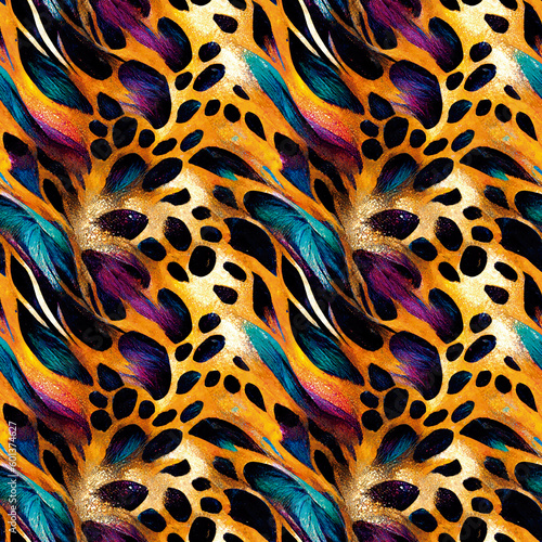 Animal print  seamless pattern  beautiful artwork with gold and jewel details.