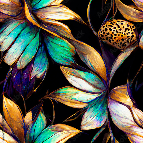 Animal print  seamless pattern  beautiful artwork with gold and jewel details.