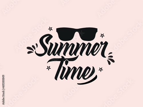 Lettering with phrase summer time. Hand written script modern calligraphy for cards, prints, posters and banners.
