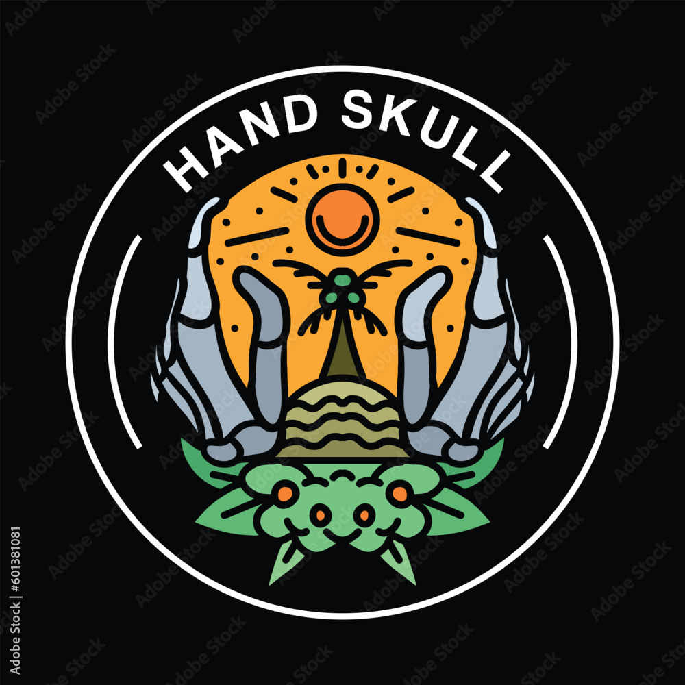 Natural Skull Scenery Logo Vector Graphic Design illustration Retro Vintage Badge Emblem Symbol and Icon Natural Skull Scenery Logo Vector Graphic Design illustration Retro Vintage Badge Emblem Symbol and Icon