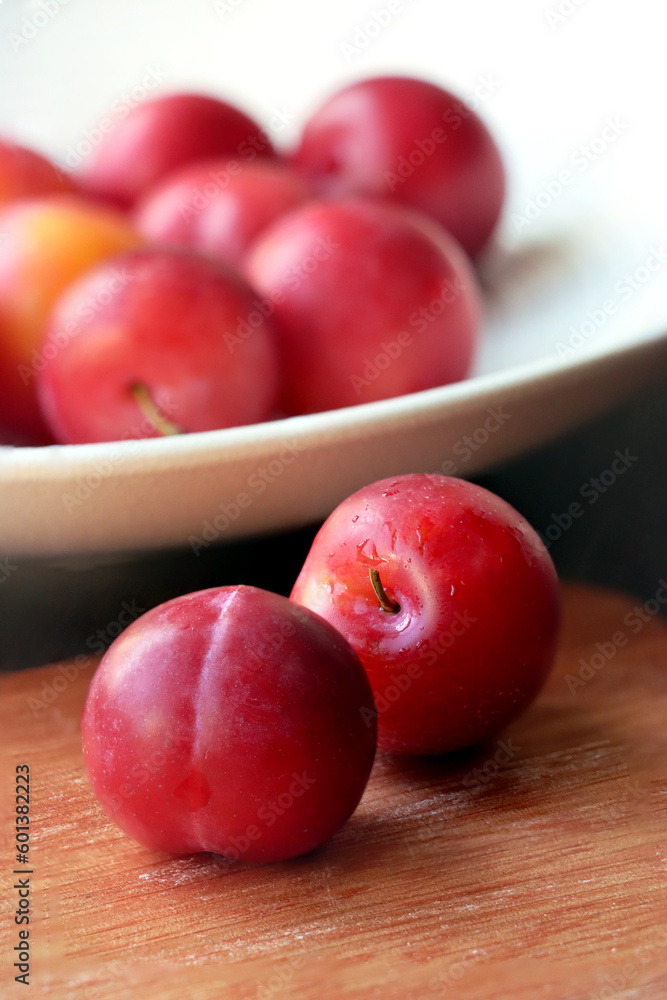 closeup of ripe cheery plum