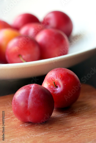 closeup of ripe cheery plum