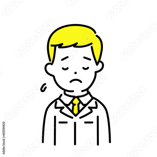 かわいい人物のイラストシリーズ _ 男性のエンジニア _ 落ち込む　