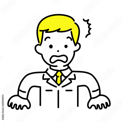 かわいい人物のイラストシリーズ _ 男性のエンジニア _ 驚く　