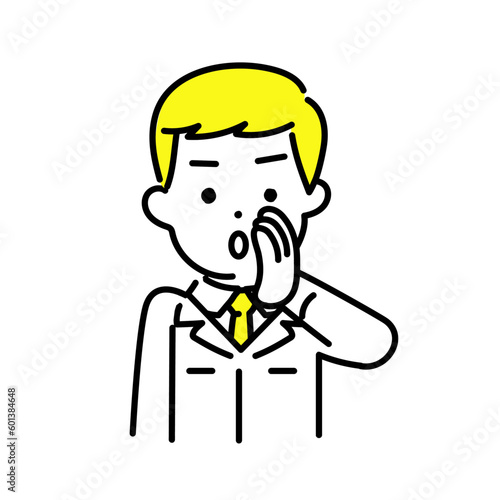 かわいい人物のイラストシリーズ _ 男性のエンジニア _ 内緒話　