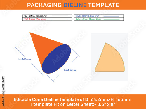 Buy kwality vanilla cone ice cream dieline template D 64.2xH 165 mm