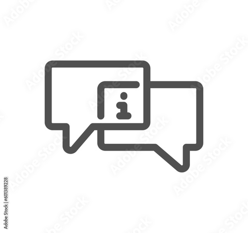 Info and help desk related icon outline and linear vector.