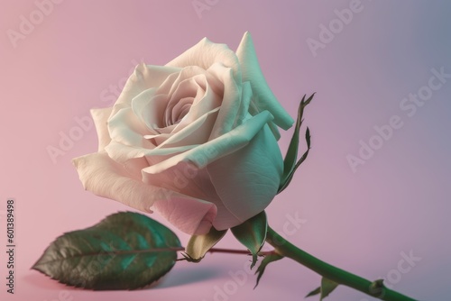 pink rose on a white background. Generative AI