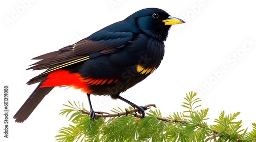 A striking red-winged blackbird on a transparent background © prasanth