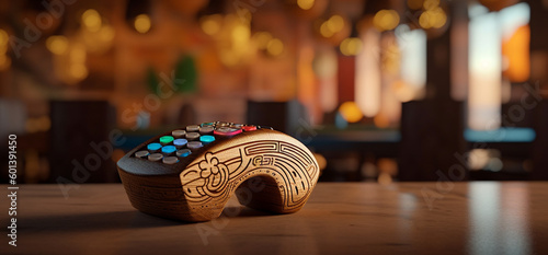 Sacred Artistry: Unveiling the Cultural Splendor of a Polynesian Wood Carved POS, generative AI © Adolfo Perez Design