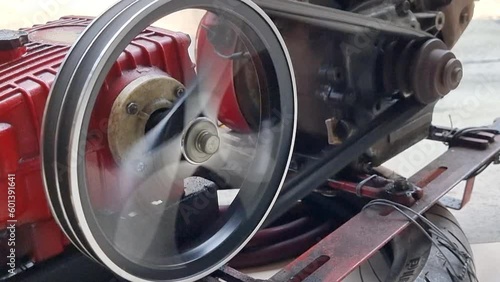 Liquid pressure booster running on technology background