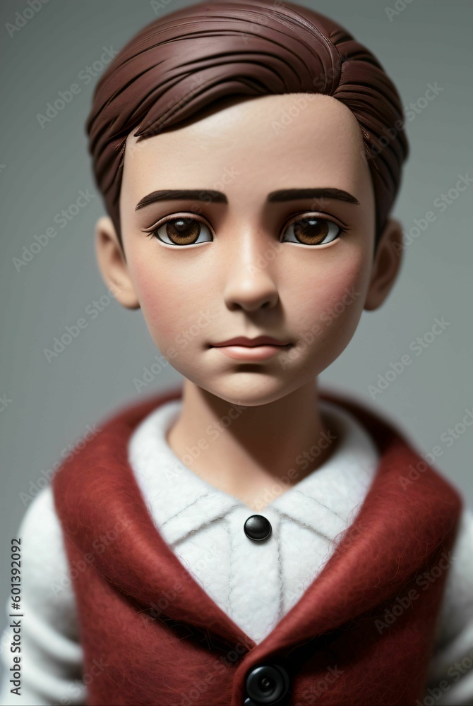 figure of a child modeled in clay and felt figure of a child modeled in clay and felt