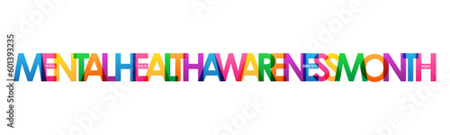 MENTAL HEALTH AWARENESS MONTH colorful vector typography banner