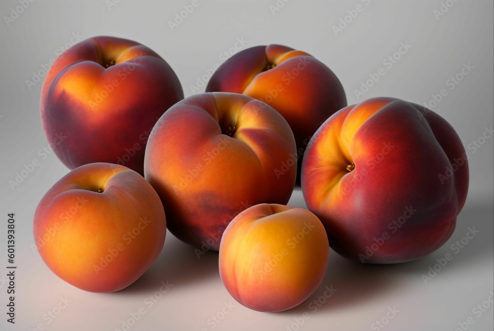 Fresh ripe nectarines under a white surface Fresh ripe nectarines under a white surface