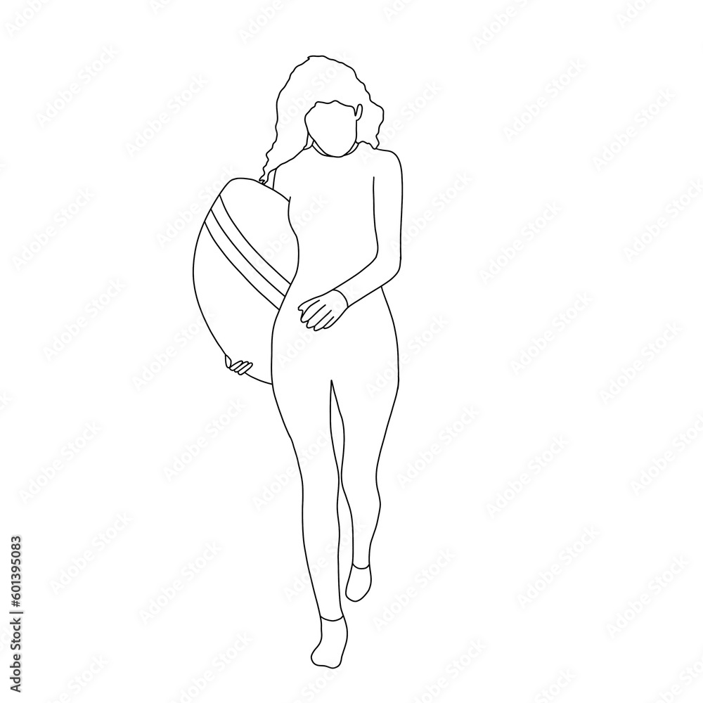 Surf girl decorative elements set with people riding on surfboard over waves flat isolated flat illustration on white background. Surf girl decorative elements set with people riding on surfboard over waves flat isolated flat illustration on white background.