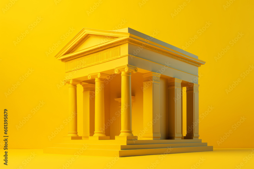 Simple 3D style bank building in a bold colour. Generative ai Simple 3D style bank building in a bold colour. Generative ai