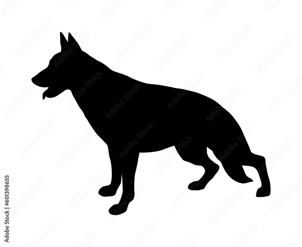 Black silhouette German Shepherd Dog