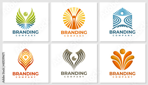 Abstract human physical therapy logo design