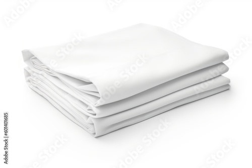  Stack of clean whitebed sheets , ai generative