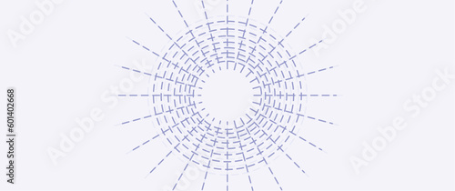 Abstract radial dashed line seamless pattern design template, editable radial seamless pattern made up of dashed lines. For background, backdrop, banner, card, cover.