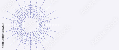 Abstract radial dashed line seamless pattern design template, editable radial seamless pattern made up of dashed lines. For background, backdrop, banner, card, cover.