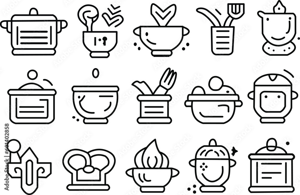 Cooking line icons set. Cooking icons outline style. Set of kitchen icons. Vector illustration Cooking line icons set. Cooking icons outline style. Set of kitchen icons. Vector illustration