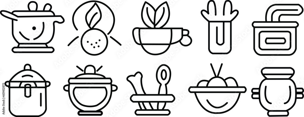 Cooking line icons set. Cooking icons outline style. Set of kitchen icons. Vector illustration