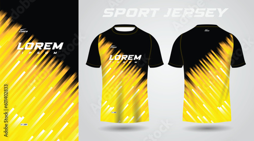 yellow black shirt soccer football sport jersey template design mockup