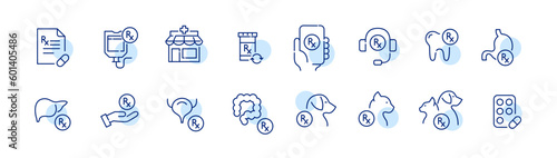 Prescription drugs. Healthcare and medicine. Pixel perfect, editable stroke icons