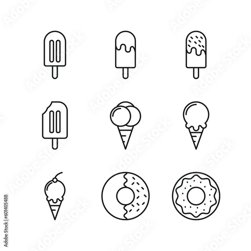 Editable Set Icon of Dessert Ice Cream, Vector illustration isolated on white background. using for Presentation, website or mobile app