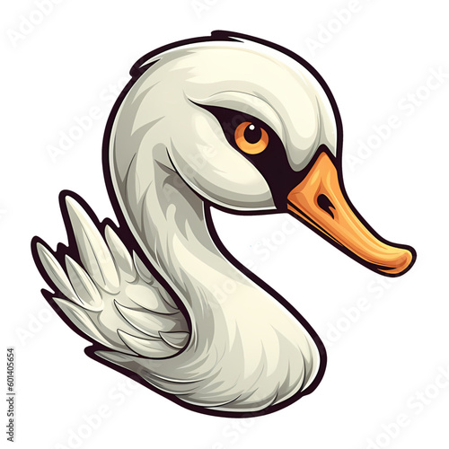 cute cartoon swan illustration logo isolated