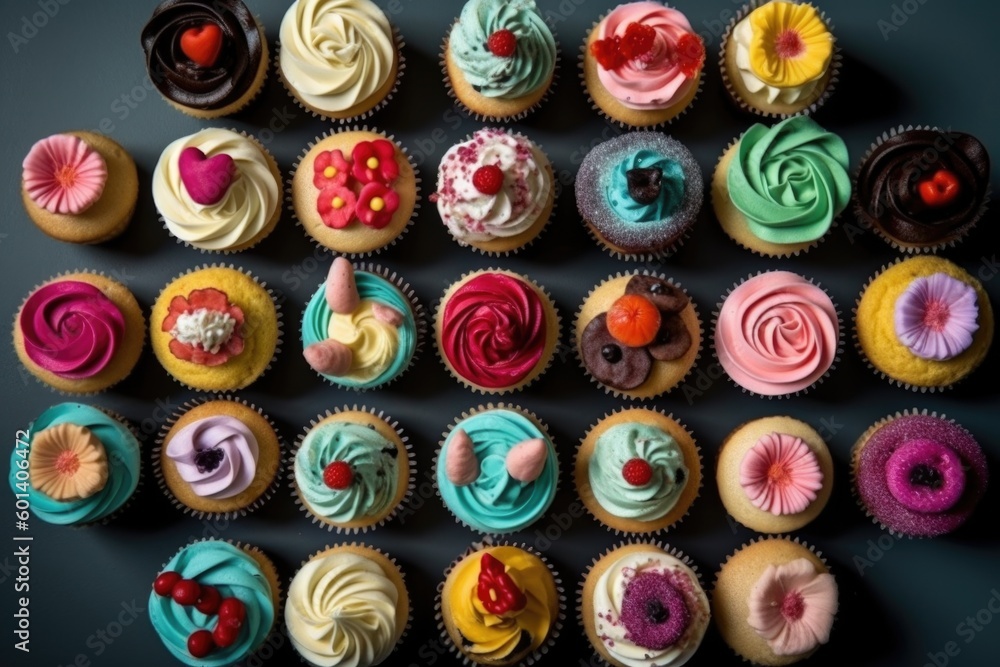 cupcakes with frosting and sprinkles, ai generative