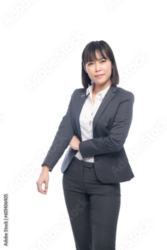 beautiful woman wearing a suit standing