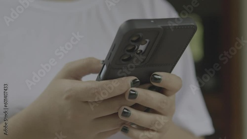 Wallpaper Mural Close up of woman hands typing on smartphone. Torontodigital.ca