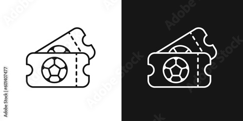 Football ticket icon. Soccer ticket with football ball, sport ticket