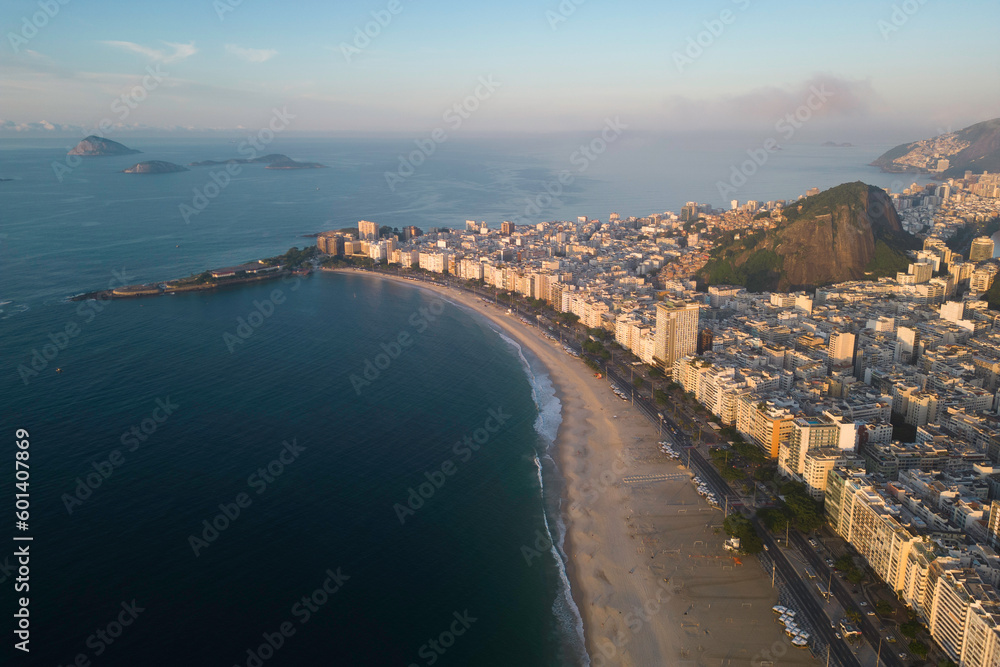 Aerial View of Famous Copacabana Beach in Rio de Janeiro, Brazil