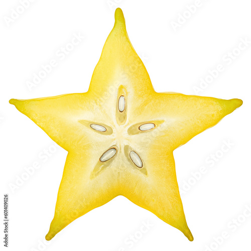 Schilderij op canvas carambola, starfruit, isolated on white background, full depth of field