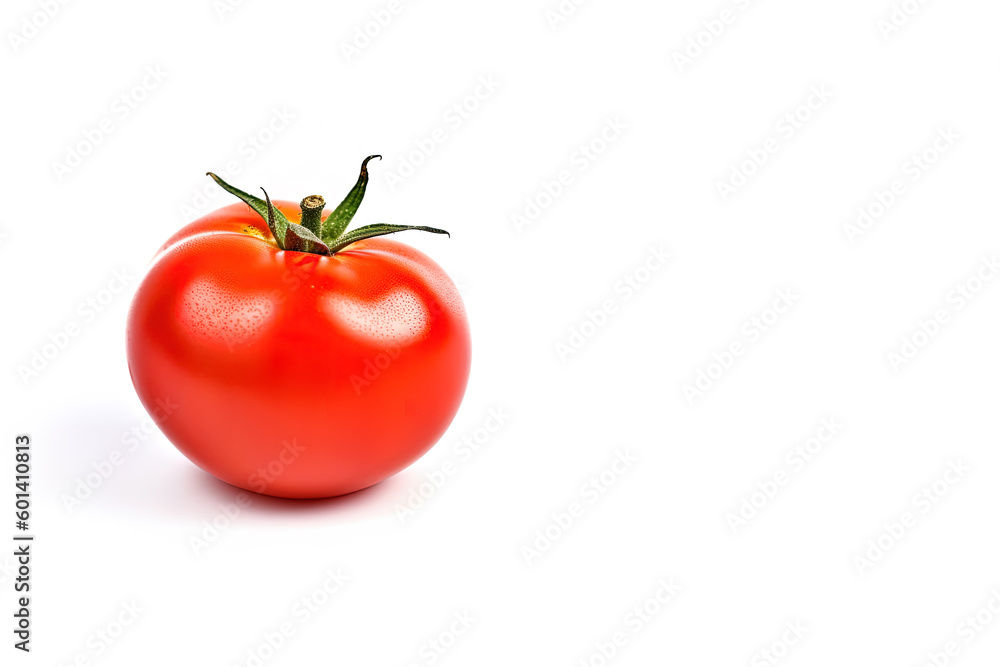 Fresh whole red tomato isolated on white background with copy space. Created with Generative AI Technology Fresh whole red tomato isolated on white background with copy space. Created with Generative AI Technology
