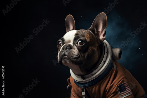 cute dog in astronaut uniform