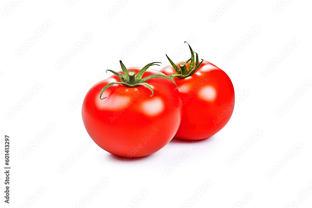 Fresh whole red tomatoes isolated on white background. Created with Generative AI Technology Fresh whole red tomatoes isolated on white background. Created with Generative AI Technology